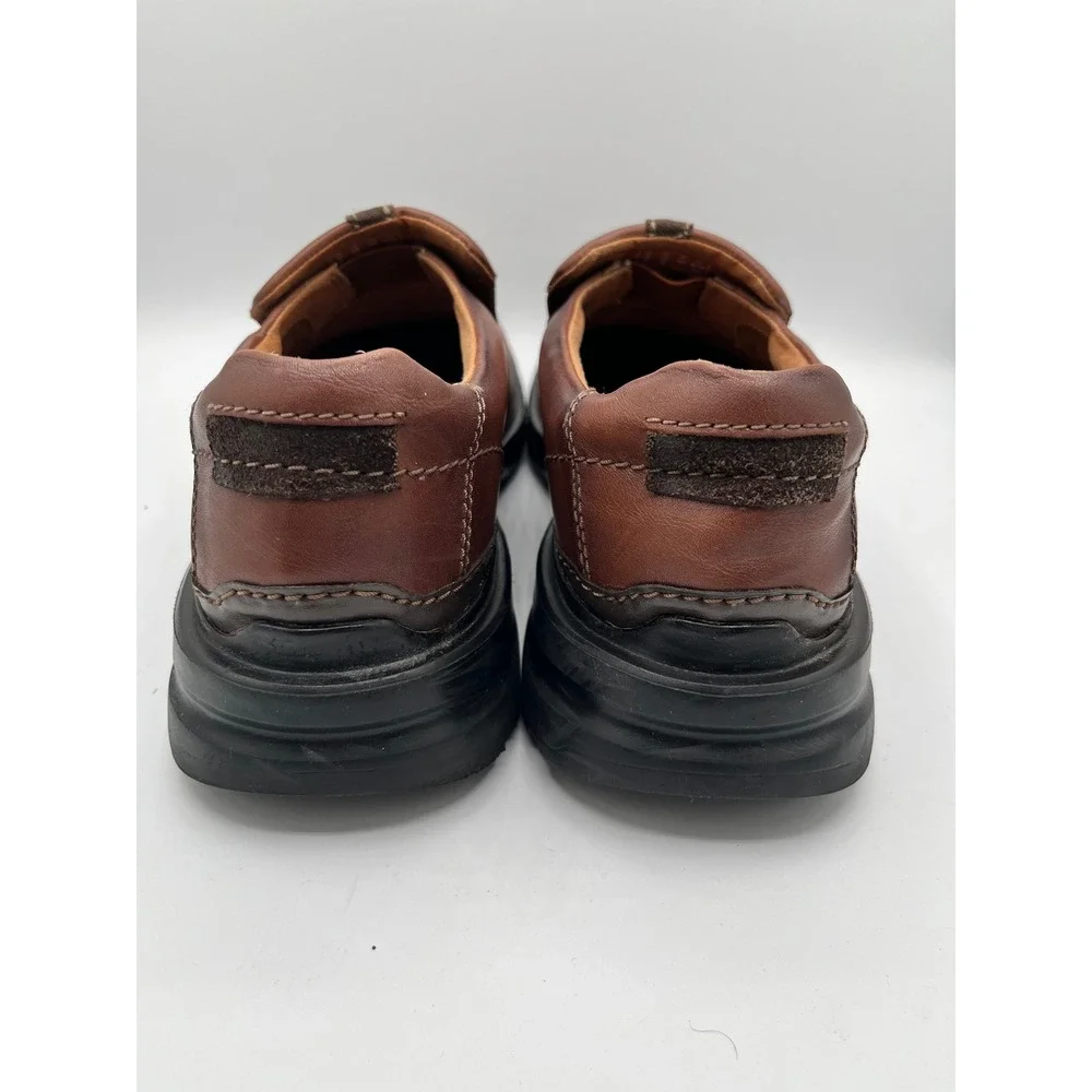 Clarks Men Brown Leather Slip On Loafers Extreme Comfort Bicycle Toe Sz 10M